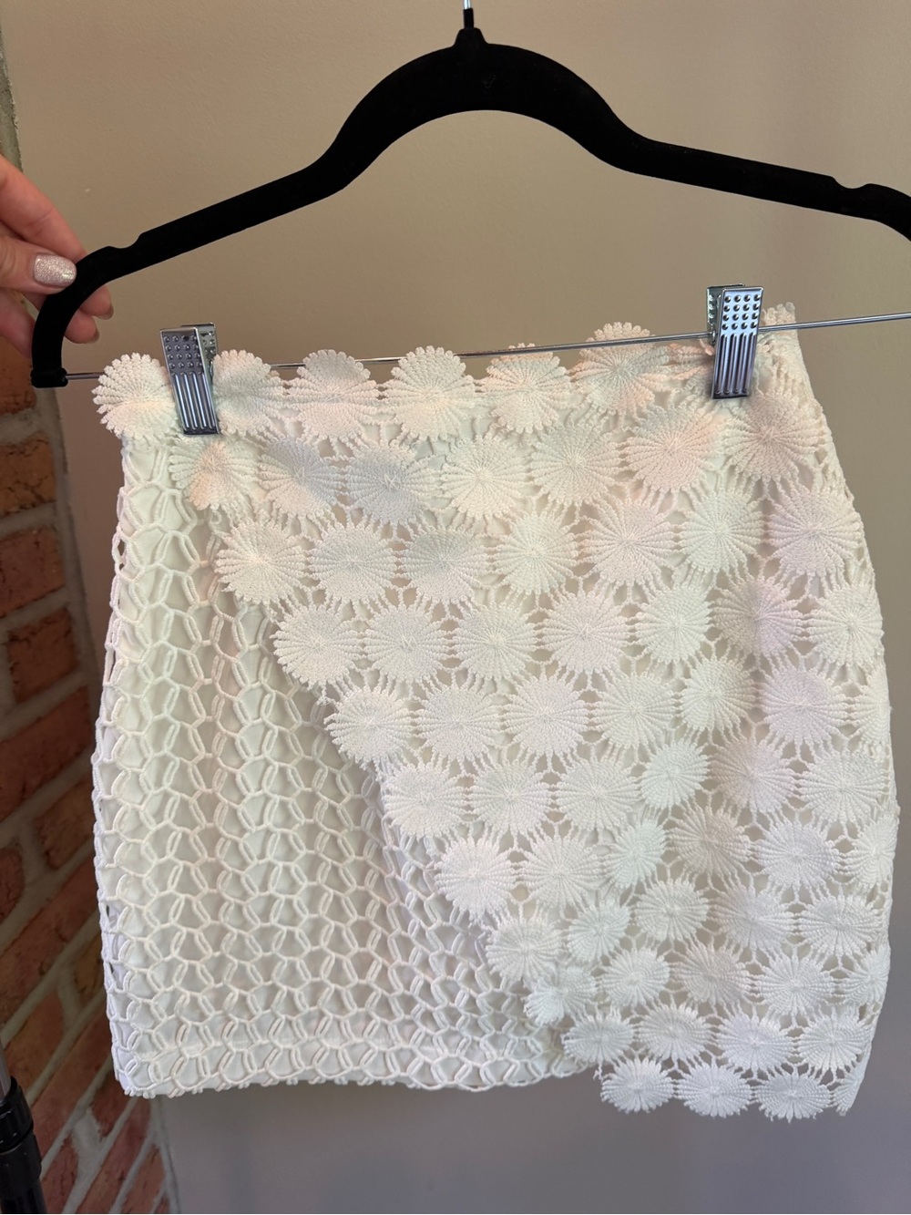 Topshop White Crochet Wrapped Mini Skirt Lace Overlay Bachelorette Festival - Picture 4 of 6